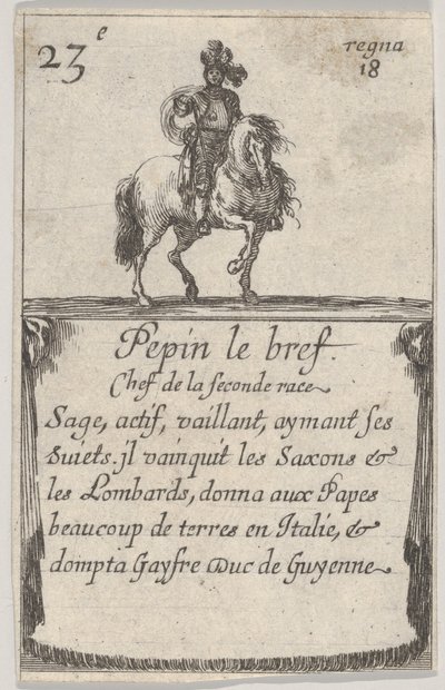 Pepin le brev Chef de la第二种族...，摘自法国国王游戏Jeu des Ro ...，1644年。 作者 斯蒂法诺·德拉·贝拉