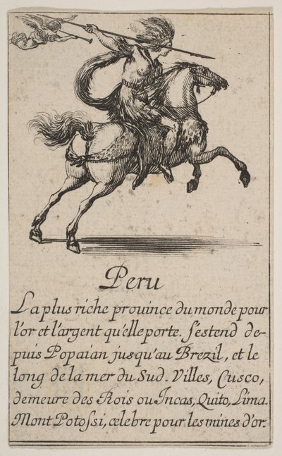 秘鲁，来自 "地理游戏 "Jeu de la Géographie，1644年。 作者 斯蒂法诺·德拉·贝拉