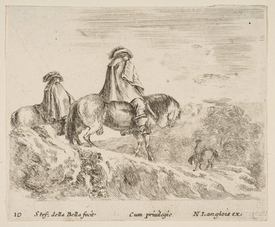 图10：大约……中有两名骑兵从左下山，另一名骑兵在右下山。 1644-47。 作者 斯蒂法诺·德拉·贝拉