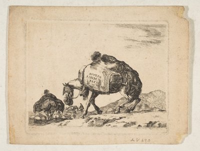 图版1：一匹驮马，出自《各种动物》Diversi animali，约1641年。 作者 斯蒂法诺·德拉·贝拉