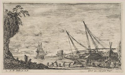 图版1：有船的海港，来自 "海景画 "Paysages maritimes，约1644年。 作者 斯蒂法诺·德拉·贝拉