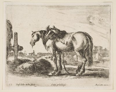 图22：推车马，来自Diversi animali，ca。 1641。 作者 斯蒂法诺·德拉·贝拉