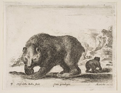 图版4：熊，出自《各种动物》Diversi animali，1641年。 作者 斯蒂法诺·德拉·贝拉