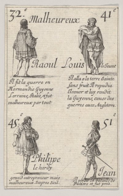Raoul ... Louis le Jeune ...，摘自法国国王游戏[Jeu des Rois de France]，1644年。 作者 斯蒂法诺·德拉·贝拉