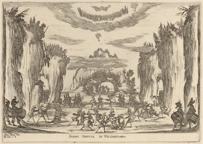 武尔卡诺石窟场景，1637年。 作者 斯蒂法诺·德拉·贝拉