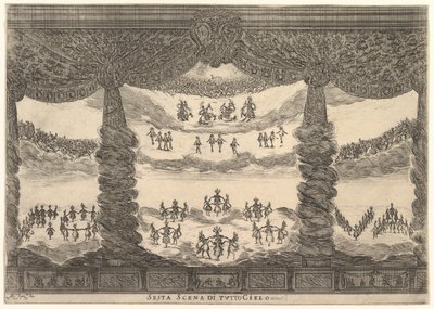 第六场，天堂，出自《天神的婚姻》，摄于1637年。 作者 斯蒂法诺·德拉·贝拉