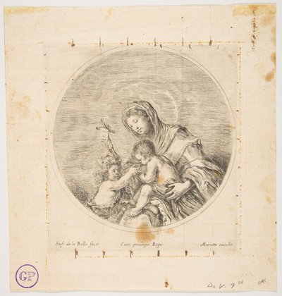 《圣母子与圣约翰》，圆形作品，约。 1641。 作者 斯蒂法诺·德拉·贝拉