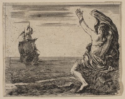 特修斯和阿里阿德涅，出自《神话游戏》Jeu de la Mythologie，1644年。 作者 斯蒂法诺·德拉·贝拉