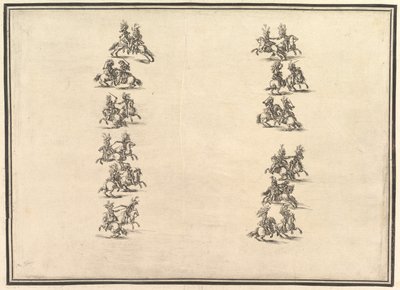 来自La Gara delle Stagioni的二十四名骑手决斗并组成两列，1652年。 作者 斯蒂法诺·德拉·贝拉