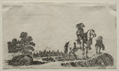 各种人物和风景：一位迷失的骑手问路，1649年。 作者 斯蒂法诺·德拉·贝拉