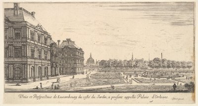 从多奥尔良宫的花园一侧看卢森堡的景色，从...的各种视角看，1649-51年。 作者 斯蒂法诺·德拉·贝拉