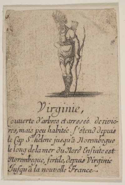 弗吉尼亚，出自《地理游戏》Jeu de la Géographie，1644年。 作者 斯蒂法诺·德拉·贝拉