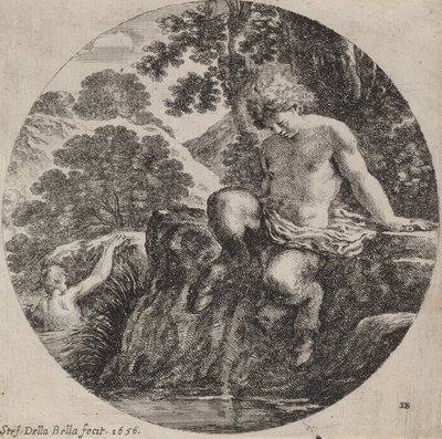 年轻的萨蒂尔在溪边，1656年。 作者 斯蒂法诺·德拉·贝拉