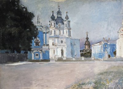 Le couvent Smolny a Saint Petersbourg（圣彼得堡的斯莫尔尼修道院） - Peinture de Stepan Petrovich Yaremich (1869-1938/1939) - Huile sur toile, debut 20e, art russe, debut 20e siecle - 国家冬宫，圣彼得堡 作者 斯捷潘·亚雷米奇