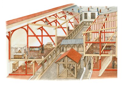 温莎城堡大农法庭，约 1500-1535 年（纸面水墨画） 作者 斯蒂芬·康林