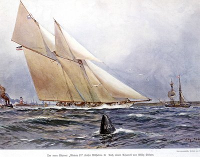 Sailing Race: The Sailboat “” Meteor IV”” - Watercolour by Willy Stower 作者 威利斯托