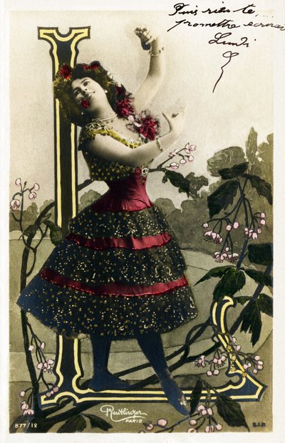 L：卢莎·查维塔（Laz Chavita），女演员和拉贝儿时代的舞蹈家-巴黎歌剧院-明信片中的字母 作者 罗伊特林格工作室