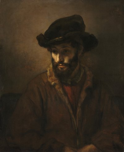 戴帽子的大胡子 作者 Studio of Rembrandt van Rijn
