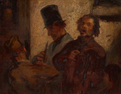 街头音乐人，约1855年。 作者 Honoré Victorin Daumier 的风格。