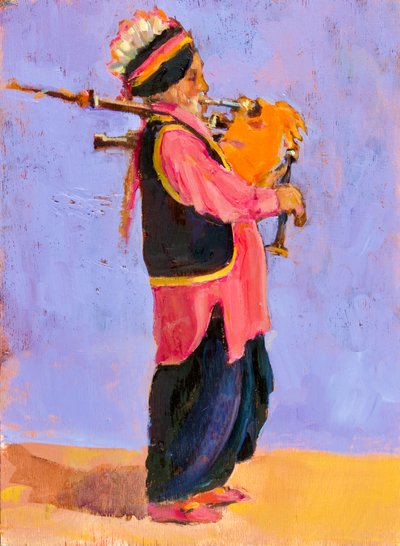 Indian Bagpiper, 2020, 29x22 作者 苏威尔士