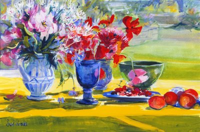 仲夏花在庭院桌上，1993年 作者 苏威尔士