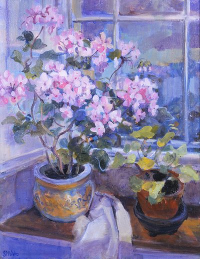 窗台上的粉红色天竺葵，1996年， 作者 苏威尔士