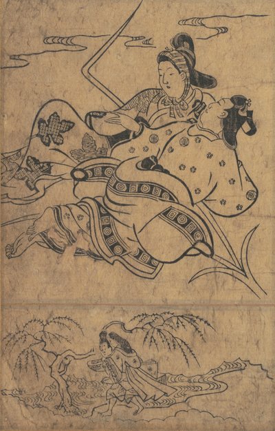 在芥川河边，来自《伊势物语》的伊势单行本。 作者 杉村治平