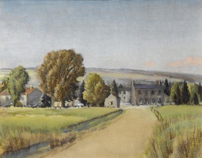 通往村庄的道路，约 1900 年（纸上水粉画） 作者 桑德兰罗林森