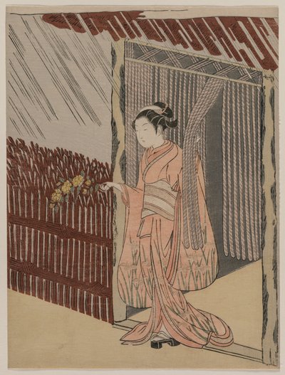 穿粉红色衣服的女孩 作者 铃木春信
