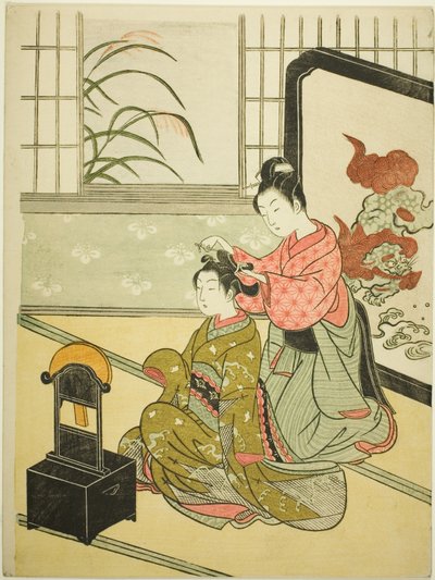 镜中秋月》，选自 "客厅八景 "系列 作者 铃木春信