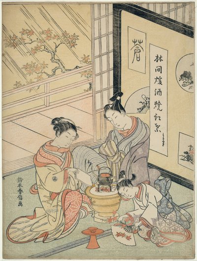 燃烧枫叶加热清酒 作者 铃木春信