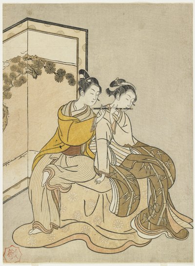 “明和2”的日历打印和1765年玄宗与杨贵妃的冥想 作者 铃木春信