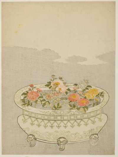 菊花和初升的月亮 作者 铃木春信