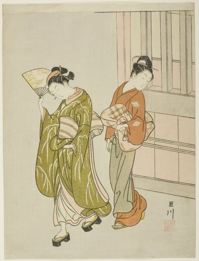 扇中清风（Ogi no seiran），选自 "客厅八景（Zashiki hakkei）"系列 作者 铃木春信