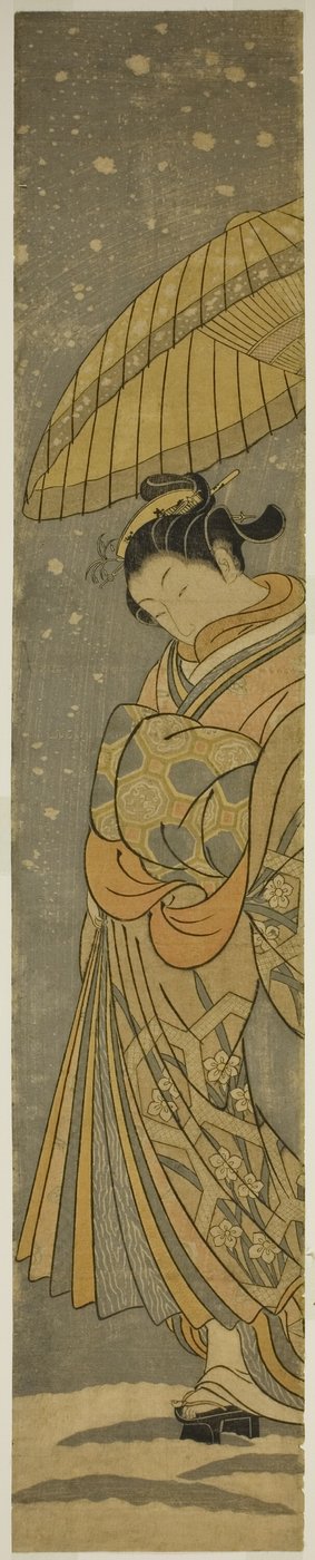 落雪中的花魁巡游 作者 铃木春信