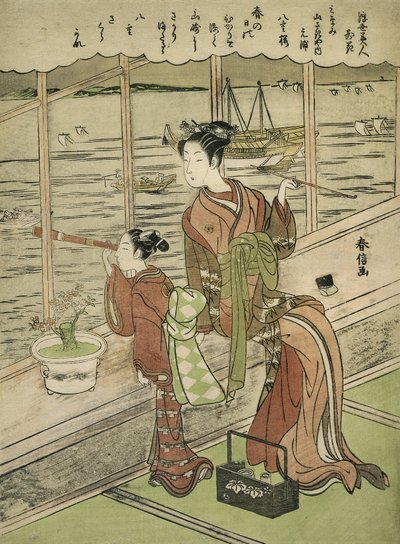 重瓣樱：南山崎的元浦 作者 铃木春信