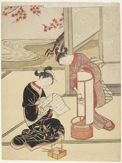 1766年后，灯笼的晚霞 作者 铃木春信
