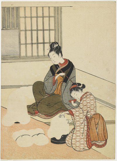 1766年之后，晚上除去了丝绸烘干机 作者 铃木春信