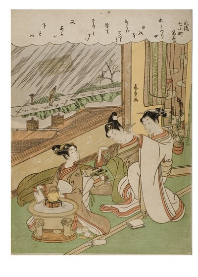 时尚的7个小町--小町天子，约1772-1773（纸上木版画） 作者 铃木春信