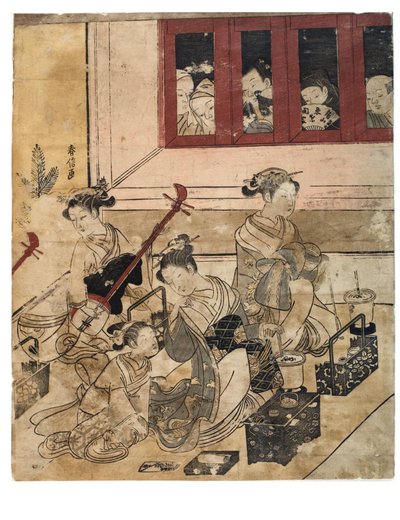 吉原的四个女孩在房间里 作者 铃木春信