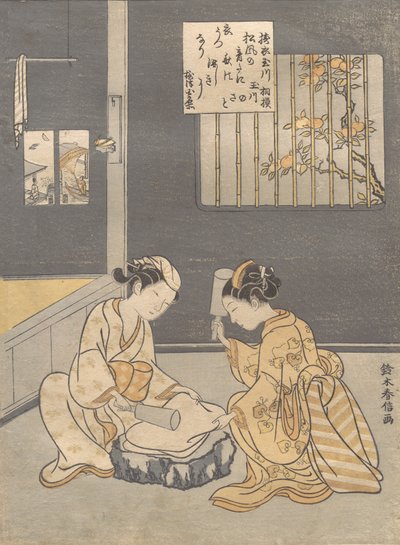 Fulling Cloth at the Jewel River Kinuta no Tamagawa, ca. 1768., ca. 1768. 作者 铃木春信