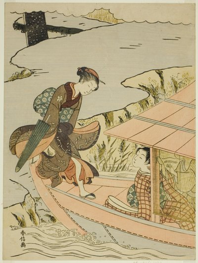 登船的女孩 作者 铃木春信