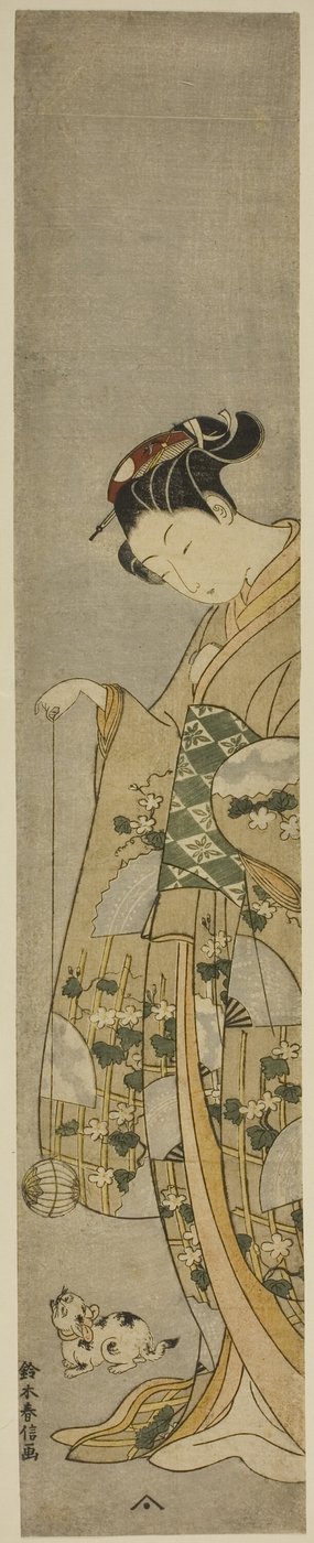 与猫玩耍的女孩 作者 铃木春信