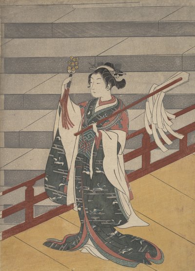 女孩在石阶上的阳台，约1768., 约1768. 作者 铃木春信