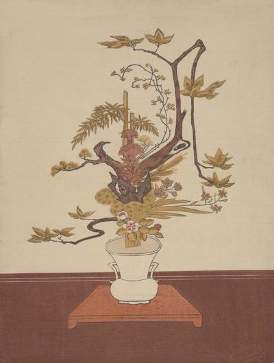 伊克-巴纳风格的插花，大概是1765年。，大概是1765年。 作者 铃木春信