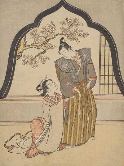 情人在窗边梳妆 作者 铃木春信