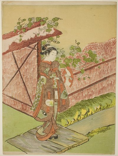 与情人相会（模仿《源氏物语》汤河篇） 作者 铃木春信