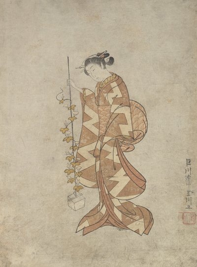 女诗人加贺千代的现代表现，约1765年，约1765年。 作者 铃木春信