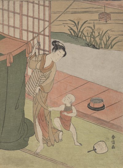 蚊帐边的母子，约1769.，约1769. 作者 铃木春信
