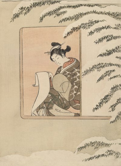 模仿孙康，又名《窗边的小雪 作者 铃木春信